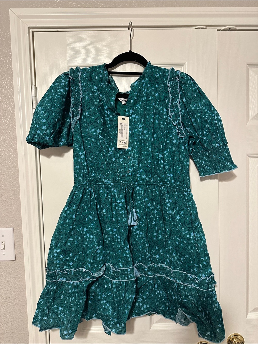Women’s ' Teal Floral Ruffle Dress